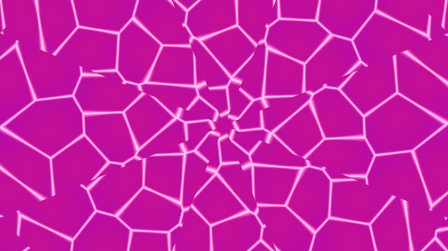 Vibrant pink cracked pattern fills the entire frame with white lines