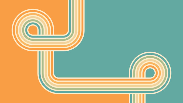 Abstract background of rainbow groovy Wavy Line design in 1970s Hippie Retro style. Vector pattern ready to use for cloth, textile, wrap and other.