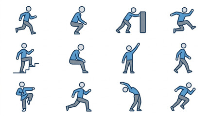 Fototapeta premium Illustrations of Various Falling and Slipping Scenarios