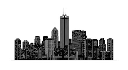 Obraz premium Indianapolis City Skyline Silhouette in Black and White