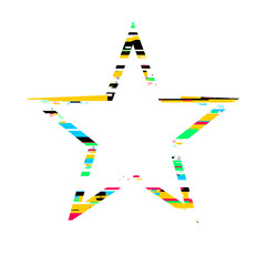 Fototapeta premium A colorful star shape with a multicolored mosaic pattern on a white background
