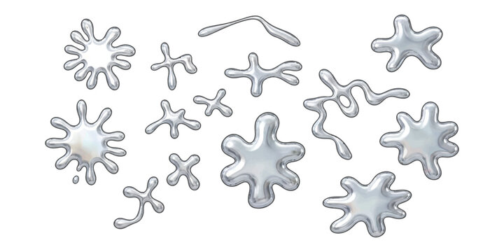 Set of liquid blobs and organic puddle shapes in a modern hand drawn sketch style