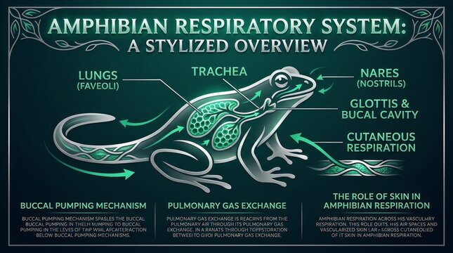 Overview of Amphibian Respiratory System with Detailed Visual Aid