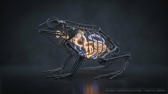 Detailed Anatomical Structure of a Bullfrog in a Conceptual Rendering
