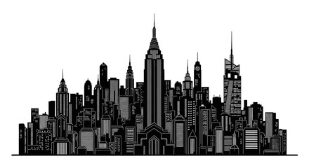 Fototapeta premium New York City skyline silhouette illustration, urban architectural icon