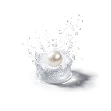 Effervescent Facial Serum Splash with Pearl, Isolated on White