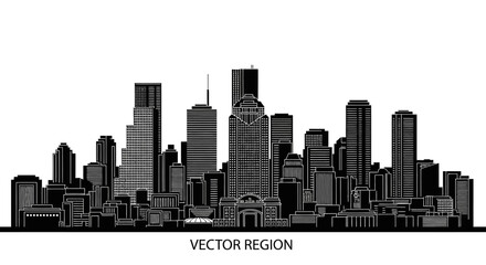 Naklejka premium Modern City Skyline Silhouette Illustration for Urban Design
