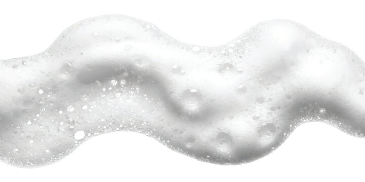Soft white soap foam texture with bubbles forming a smooth wave shape for a clean and fresh bathroom look