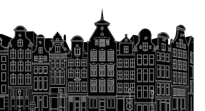 Amsterdam Canal House Silhouette Vector Illustration