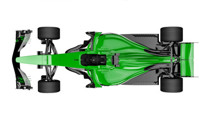 Obraz premium Race car topt view on a white background. 3d rendering