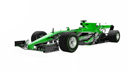 Obraz premium Race car front view on a white background. 3d rendering