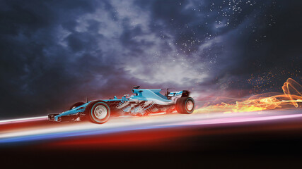 Obraz premium High-Speed futuristic race car- 3d illustration, 3d render