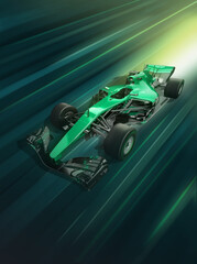 Obraz premium racing cars moving a high speed with motion blur. 3d rendering