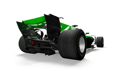 Obraz premium Race car front view on a white background. 3d rendering