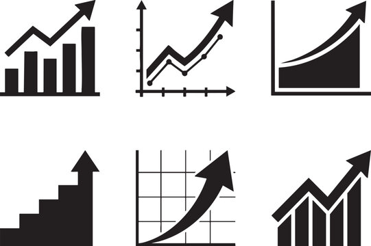 Growth charts and graphs collection business performance and financial data visualization