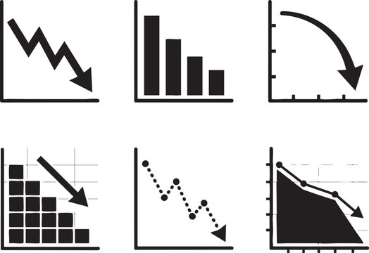 Financial downturn icons vector graphics for economic reports and data visualization