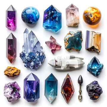 Colorful crystals and gemstones collection.