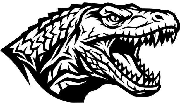 Fierce Dinosaur Head Illustration, Angry T Rex Vector Artwork Design
