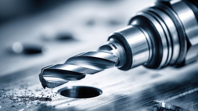 Precision diamond-tipped drill bit creating a perfect hole in metal surface