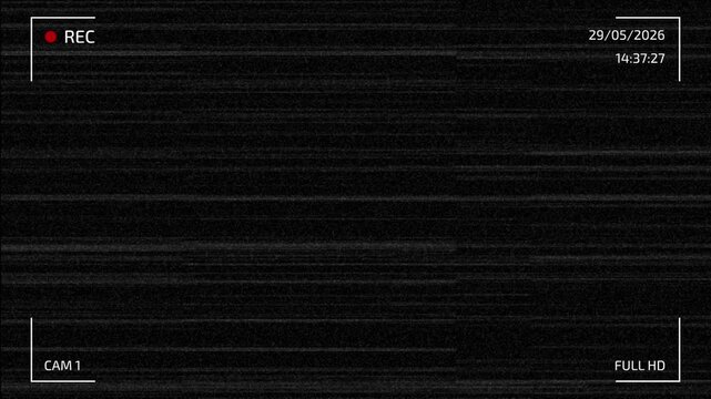 Camera Recording Overlay with Scan Line Interference and Surveillance Screen Effect. Digital Recorder Interface with Alpha Channel