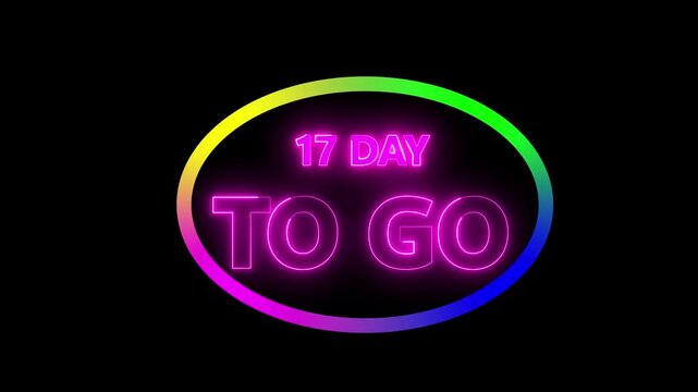 17 day to go, countdown timer animation, stopwatch running numbers, 17 day left reminder, event launch preparation video.Count time, Motion graphics 4K videoc