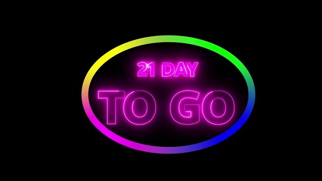 21 day to go, countdown timer animation, stopwatch running numbers,21 day left reminder, event launch preparation video.Count time, Motion graphics 4K videoc
