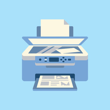 A flat vector illustration of a modern office desktop printer