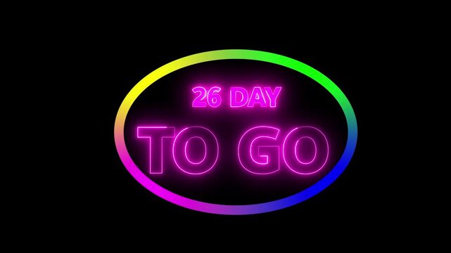 26 day to go, countdown timer animation, stopwatch running numbers,26 day left reminder, event launch preparation video.Count time, Motion graphics 4K videoc