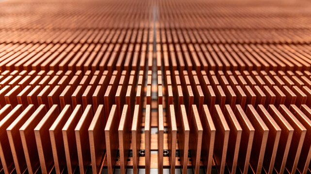 Abstract industrial hardware background with metallic cooling fins
