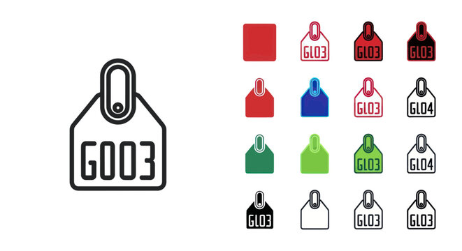 Livestock Ear Tag Icons Collection, Animal Identification Tags