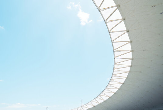 Stadium Roof Curve at Dawn