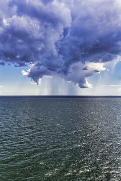 Thunderclouds, rain showers on the horizon, Mariehamn, &Aring;land Islands, Gulf of Bothnia, Baltic Sea, Finland