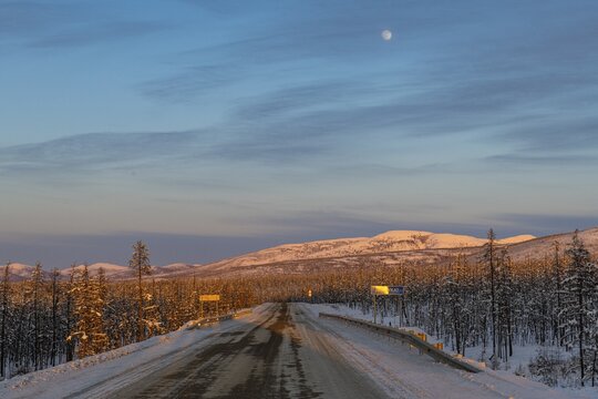 Sunset over the Road of Bones, Sakha Republic, Yakutia, Russia