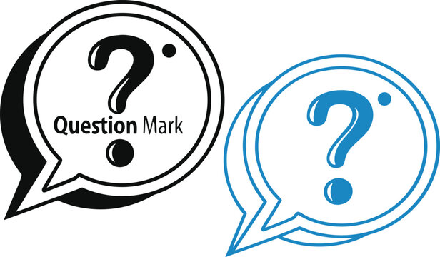 Creative speech bubble design elements featuring question marks for frequently asked questions and support, question
