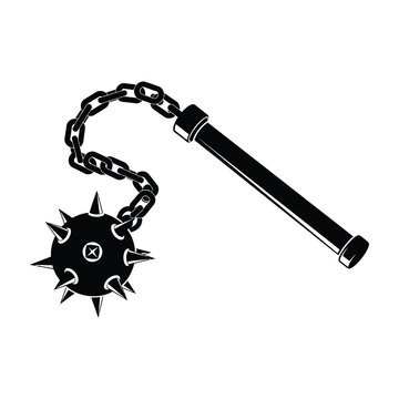 Spiked flail weapon with chain and handle