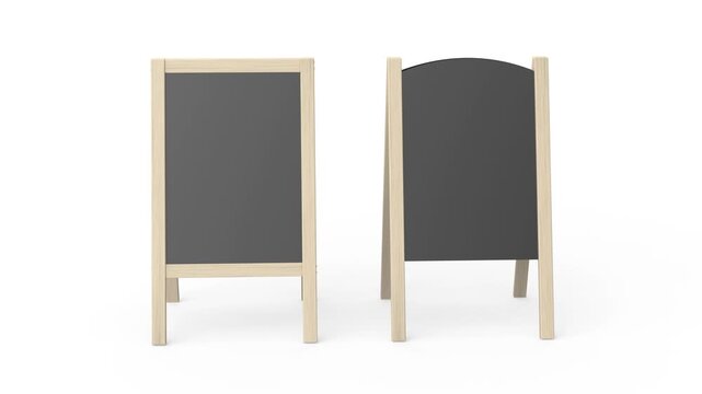 Restaurant or cafe menu display boards on white background
