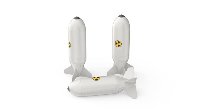 Nuclear gravity bombs on white background