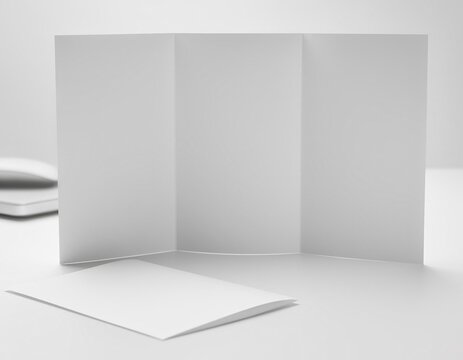 Blank folded paper mockup with minimal white background