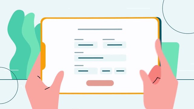 Hand Interacting with Digital User Profile Registration Form 2D Animation