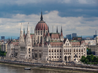Fototapeta premium Parliament Building in Budapest (Hungary). Photograph taken from Buda