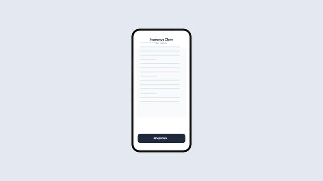 Title: Smartphone Screen Animation Showing Insurance Claim Under Review and Getting Approved Seal