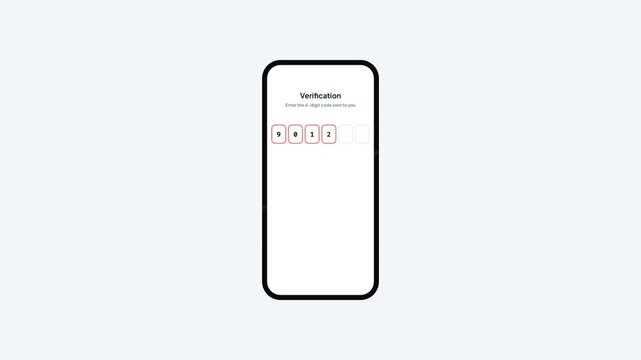 Mobile User Interface Animation for E-Commerce Shopping Secure Verification Code One Time Password Input Verification Success Screen