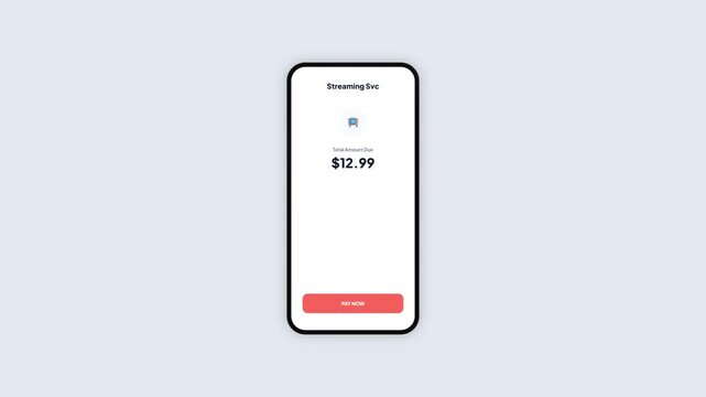 Mobile App UI Concept of Streaming Service Subscription Checkout Screen Processing Bill to Payment Success Status with Check Mark Animation