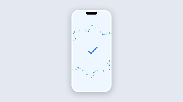 Smartphone UI Concept of Security Authorization Window Granting Access to Successful Validation Check Animation in Clean Minimalist Design