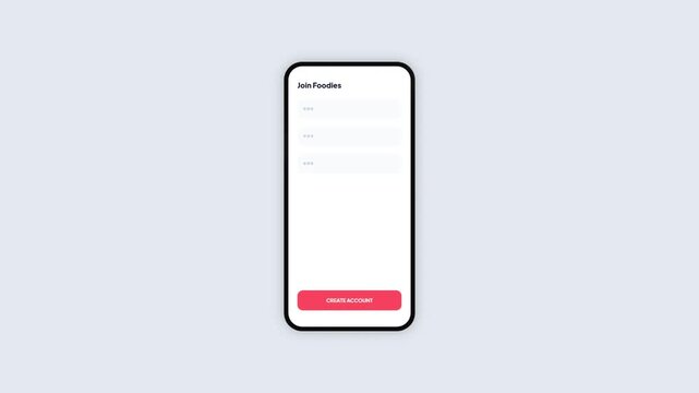 Food Delivery Mobile Application Registration Page with Success Order Entry Notification Layout Interface Design