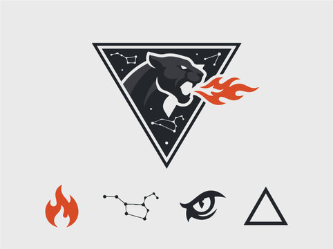 Panther Head with Fire Triangle.