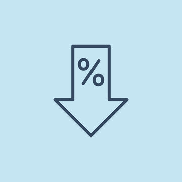 A simple dark blue arrow icon with a percentage symbol inside