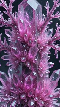 Abstract crystal formation growing in timelapse, 916 vertical.