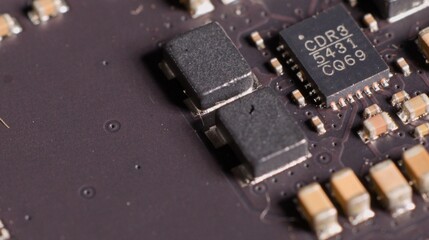 Macro Close-Up of Integrated Circuits and Components on a RAM Module