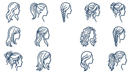 Obraz premium Various Hairstyle Silhouettes for Design Use